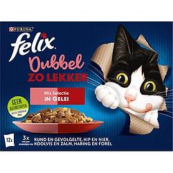 Foto van Felix® dubbel zo lekker mix selectie in gelei kattenvoer 12 x 85g bij jumbo