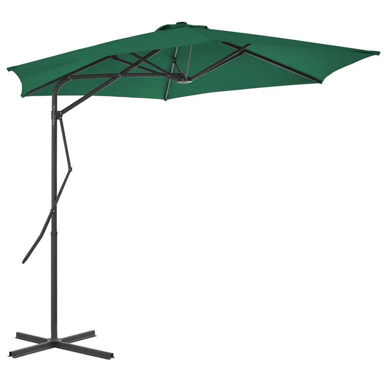 Foto van The living store parasol groen 300x230 cm - uv-beschermend polyester - 360 graden draaibaar