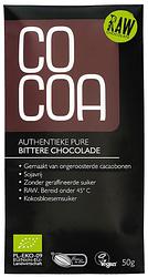 Foto van Cocoa authentieke pure bittere chocoladereep raw