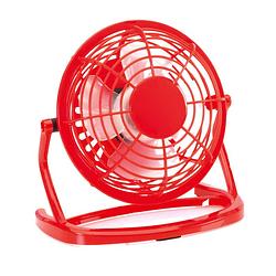 Foto van Kleine usb ventilator - bureau ventilator - rood - kunststof - 15 x 9 cm - ventilatoren