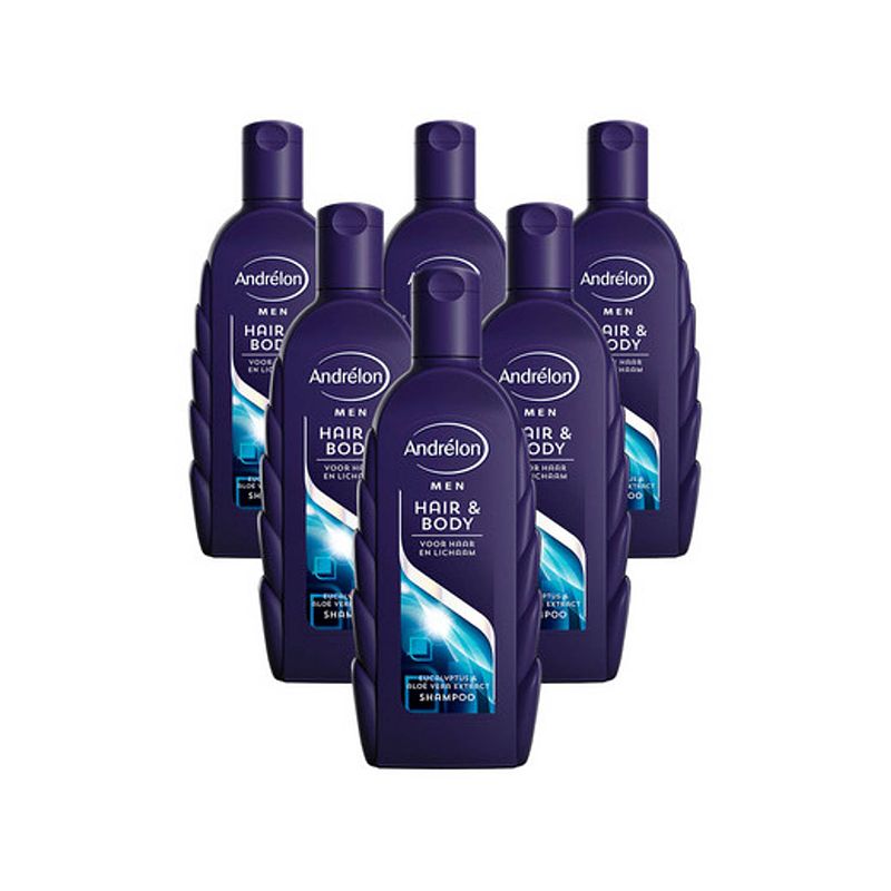 Foto van Men hair & body 2in1 - shampoo / douchegel - 6x 300ml c