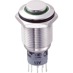 Foto van Tru components 701885 las2gqh-22ze/g/12v/s/p vandalismebestendige drukschakelaar 250 v/ac 3 a 2x aan/aan continu groen 1 stuk(s)