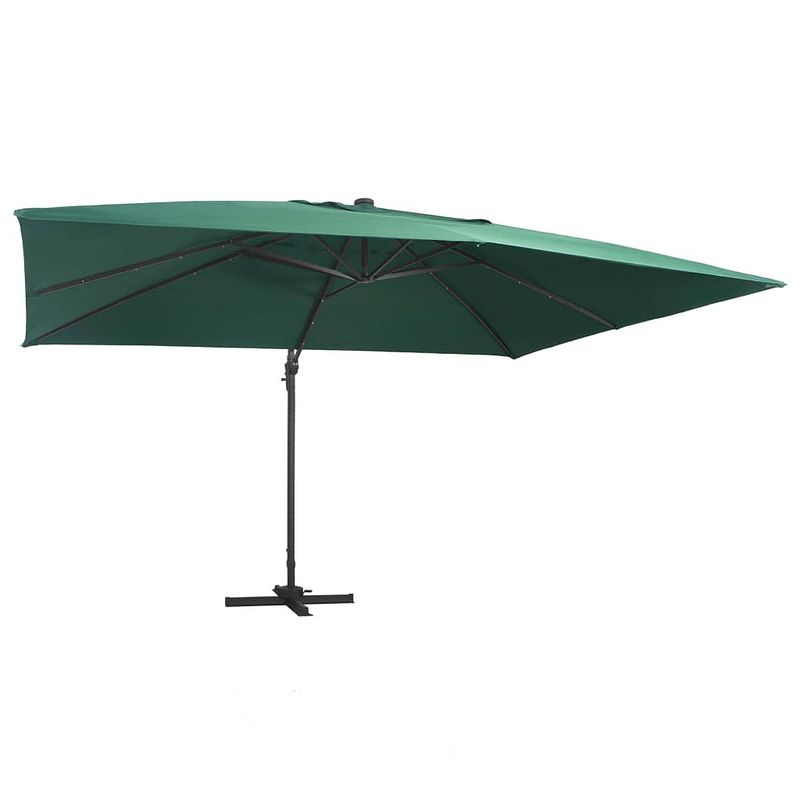 Foto van Vidaxl zweefparasol met led-verlichting en paal 400x300 cm groen