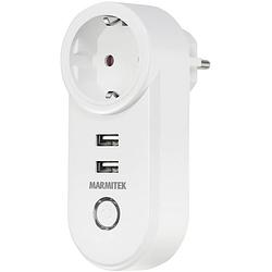 Foto van Marmitek power si - smart wi-fi power plug - 15a | 2 usb | on/off manual & automatic | energy meter | g plug schakelaar wit