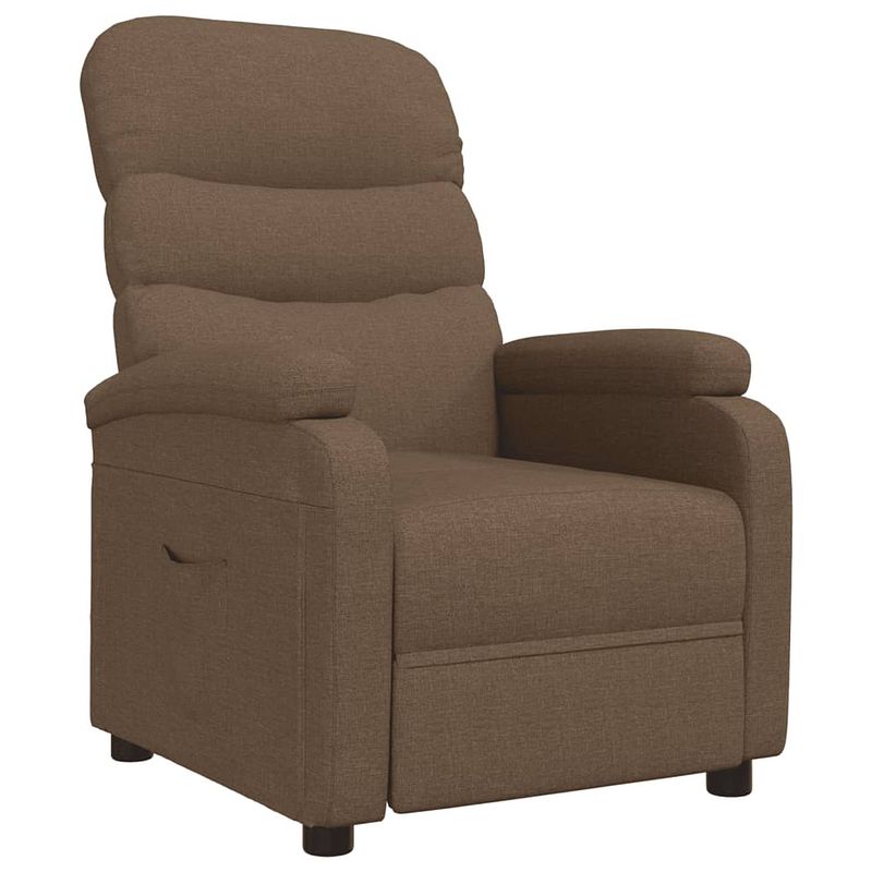 Foto van The living store verstelbare fauteuil - bruin - 71 x 95 x 99.5 cm - stof - multiplex - ijzer - schuim - pp-katoen