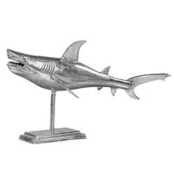 Foto van Womo-design haaienbeeld met standaard 106x36x61 cm uniek, gemaakt van gepolijst aluminium met nikkel afwerking