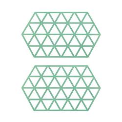 Foto van Krumble siliconen pannenonderzetter hexagon lang - groen - set van 2