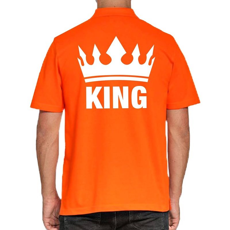 Foto van Koningsdag polo t-shirt oranje king voor heren s - feestshirts