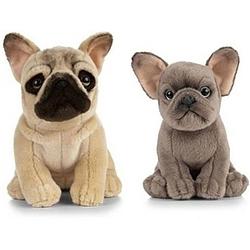 Foto van 2x pluche franse bulldog honden knuffels 15/25 cm speelgoed set - knuffel huisdieren