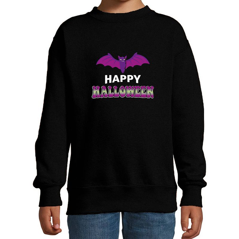 Foto van Halloween vleermuis / happy halloween horror trui zwart voor kinderen - verkleed sweater / kostuum 3-4 jaar (98/104) - f