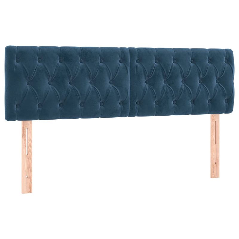 Foto van The living store hoofdeind donkerblauw stof - 160 x 7 x 78/88 cm - verstelbaar - luxueus materiaal - stevige poten -