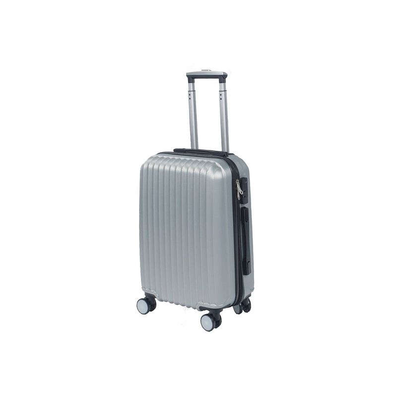 Foto van Handbagage koffer 55cm zilver 4 wielen trolley met pin slot