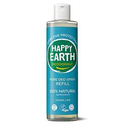 Foto van Happy earth 100% natuurlijke deo spray cedar lime navulling