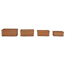 Foto van The living store organiserset rechthoekig - 4-delig - bruin - wilgen - 56.5 x 41 x 21.5 cm