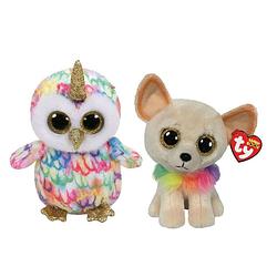 Foto van Ty - knuffel - beanie boo's - enchanted owl & chewey chihuahua