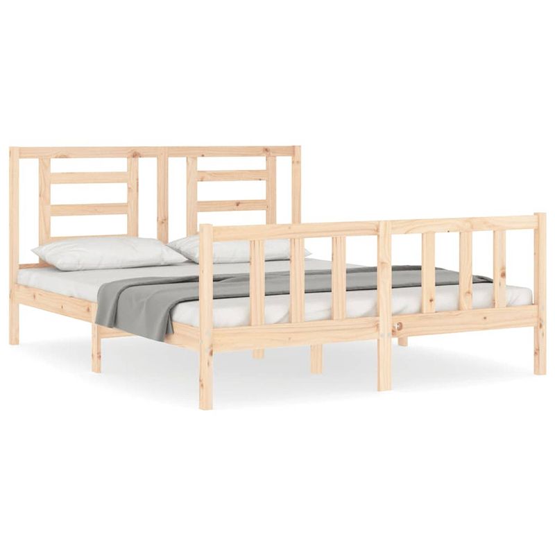 Foto van The living store bedframe - massief grenenhout - 205.5 x 155.5 x 100 cm - multiplex lattenbodem