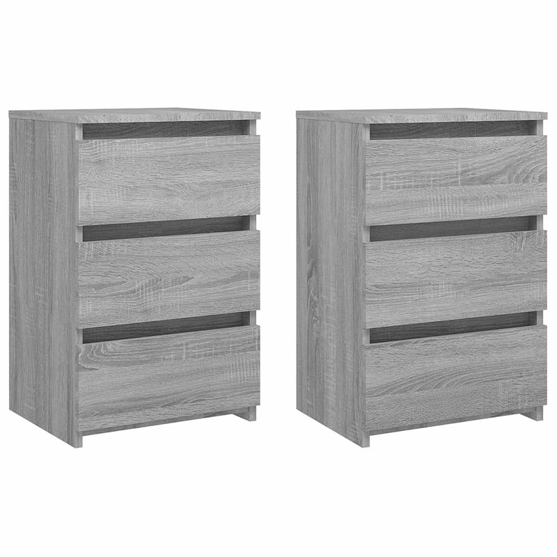 Foto van Vidaxl nachtkastjes 2 st 40x35x62,5 cm bewerkt hout grijs sonoma eiken