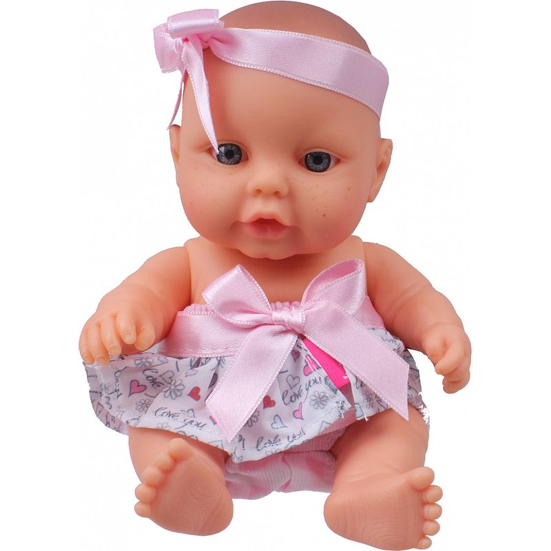 Foto van Berjuan babypop 22 cm meisjes vinyl/textiel roze/wit