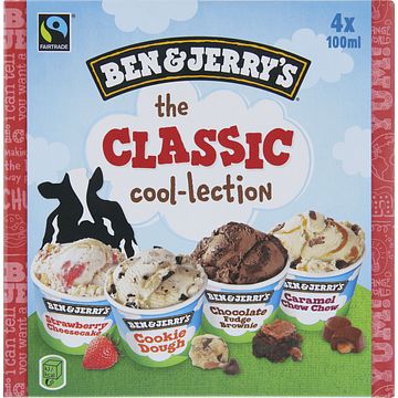 Foto van Ben & jerry'ss ijs multipack the classic cool lection dessert 4 x 100ml bij jumbo