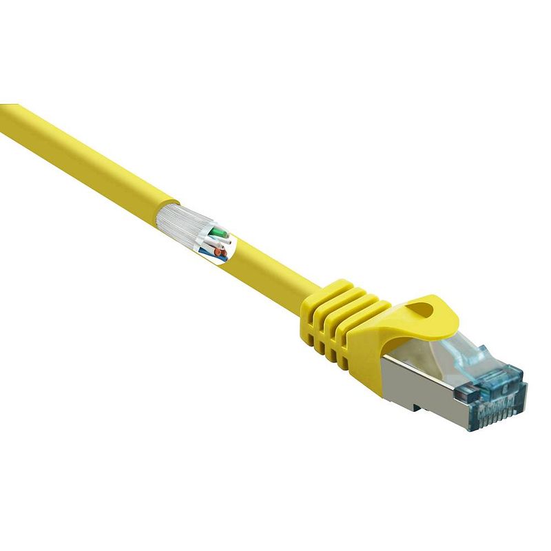 Foto van Renkforce rf-5224650 rj45 netwerkkabel, patchkabel cat 6a s/ftp 1.00 m geel snagless, vlambestendig 1 stuk(s)