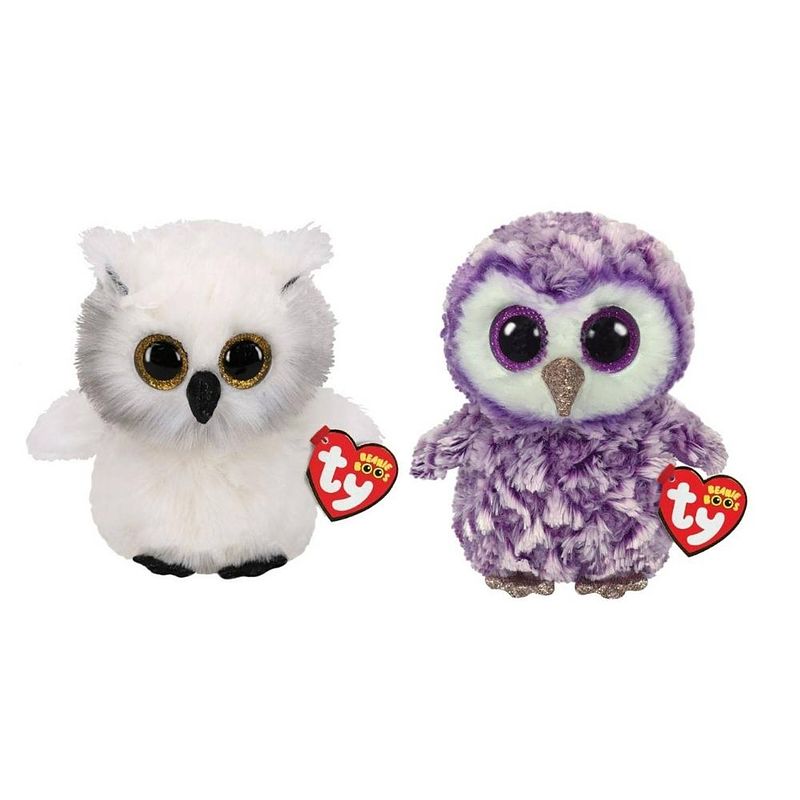 Foto van Ty - knuffel - beanie boo's - ausitin owl & moonlight owl