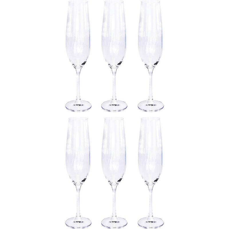 Foto van 10x champagneglazen/flutes 26 cl/260 ml van kristalglas - kristalglazen - champagneglas