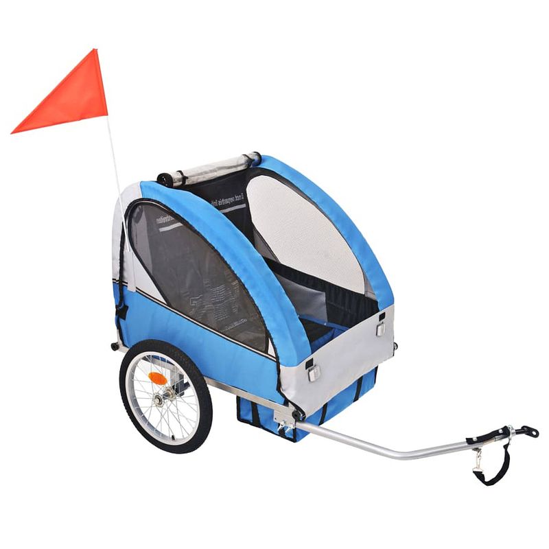 Foto van Vidaxl fietskar voor kinderen 30 kg grijs en blauw