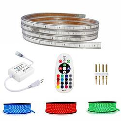 Foto van Led strip set rgb - 50 meter - dimbaar - ip65 waterdicht - afstandsbediening - 230v