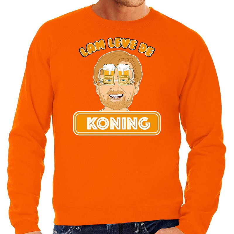 Foto van Oranje koningsdag sweater - lam leve de koning - willem - heren xl - feesttruien