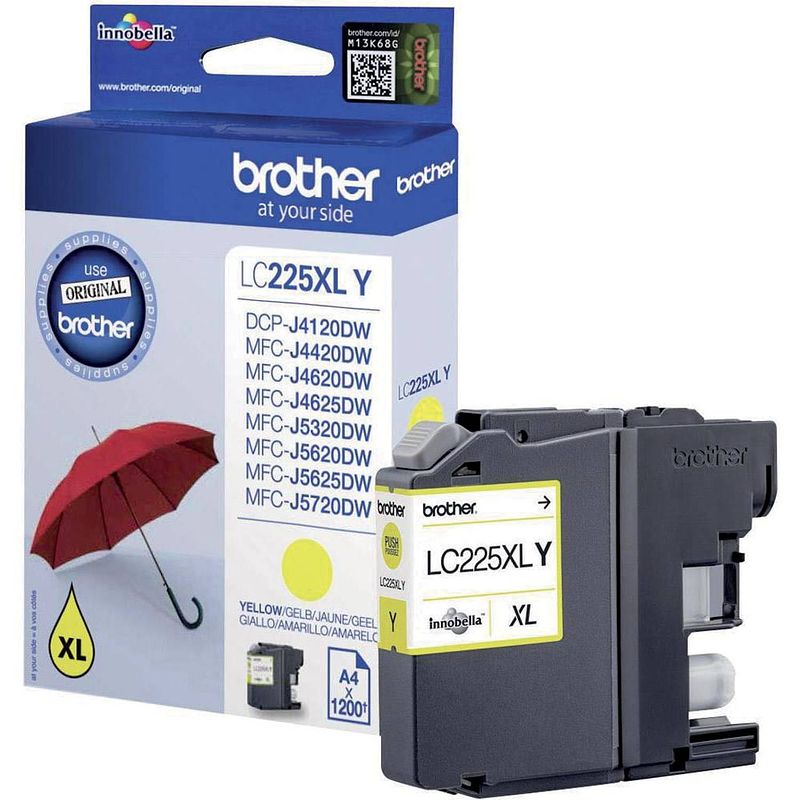 Foto van Brother inktcartridge, 1.200 pagina'ss, oem lc-225xly, geel 5 stuks