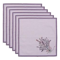 Foto van Clayre & eef servetten katoen (set v 6) 40x40 cm paars wit katoen vierkant lavendel servet stof paars servet stof