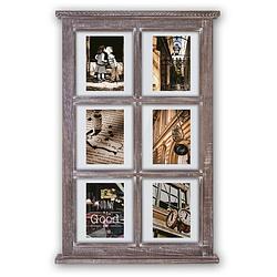 Foto van Zep - multi houten transparante fotolijst hampton bruin voor 6 foto's 10x15 (43x68 cm) - tz66b