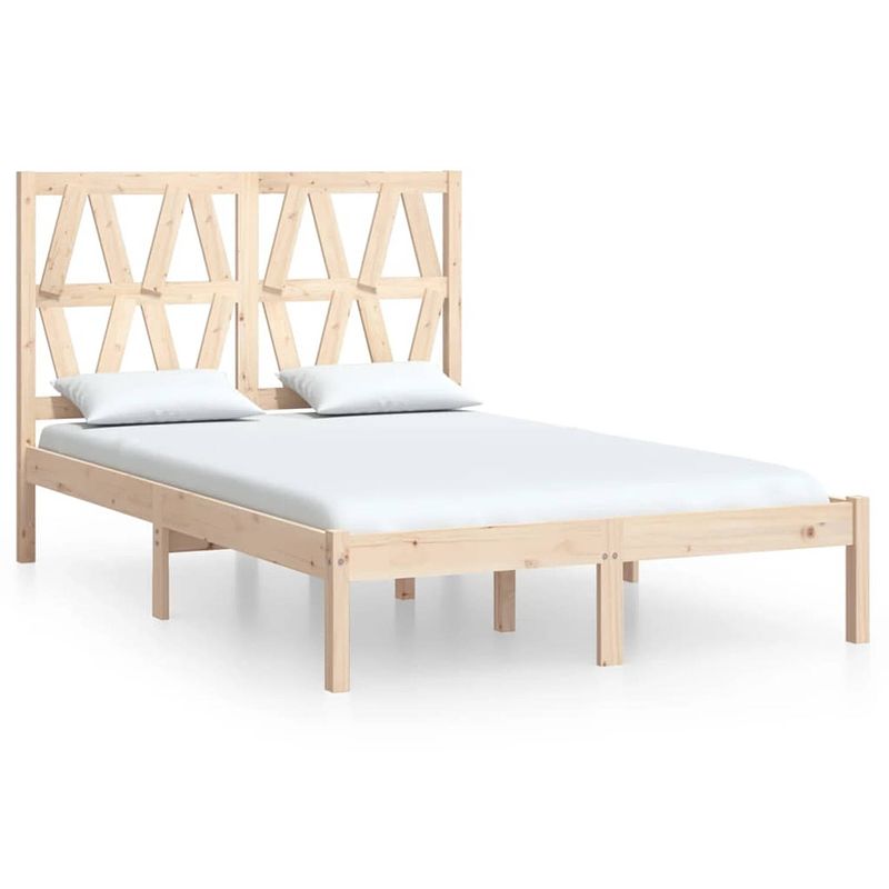 Foto van The living store houten bedframe - klassiek - bedframe - 205.5 x 125.5 x 31 cm - massief grenenhout