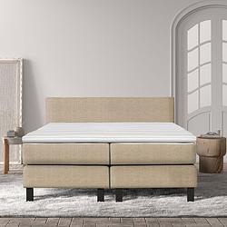 Foto van 2-persoons boxspring cloud chill - deluxe - creme 160x210 cm - pocketvering - inclusief topper - dekbed-discounter.nl