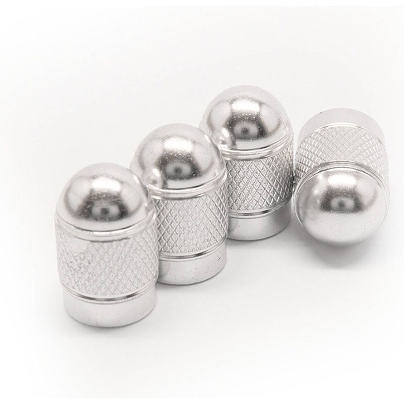 Foto van Tt-products ventieldoppen silver bullets aluminium 4 stuks zilver - auto ventieldop - ventieldopjes