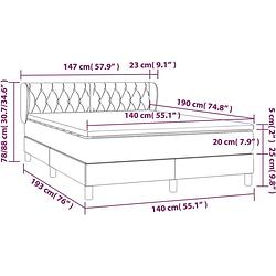 Foto van The living store boxspringbed - pocketvering - 140x190 cm - donkergrijs/wit