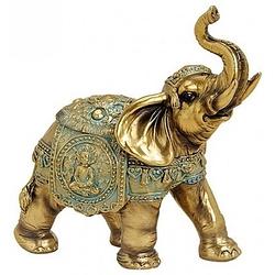 Foto van Woondecoratie olifanten beeldje goud 16 cm - beeldjes