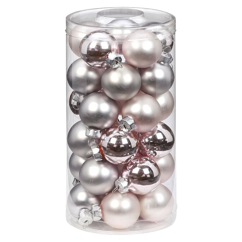 Foto van 60x stuks kleine glazen kerstballen lichtroze 4 cm - kerstbal