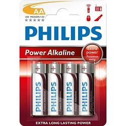 Foto van Philips batterijen aa power alkaline zilver/rood 4 stuks