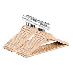 Foto van Wicotex-kledinghanger hout-kleerhanger, 20 stuks, met rok inkepingen en broekspijpen, draaibare haak, beige