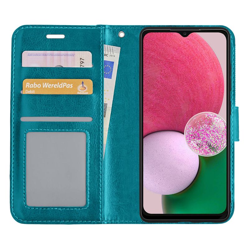 Foto van Basey samsung galaxy a13 4g hoesje book case kunstleer cover hoes - turquoise