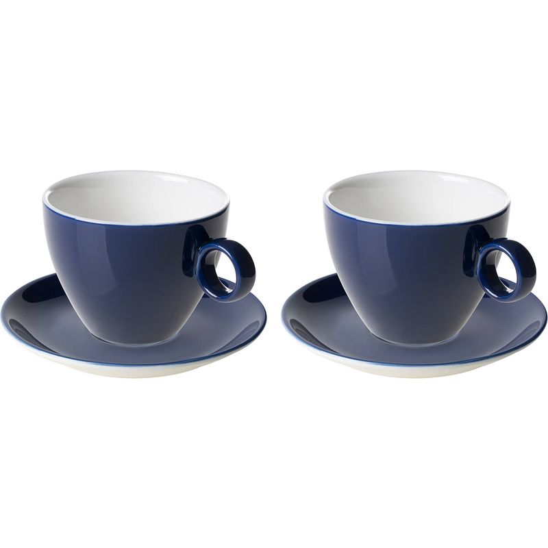 Foto van Maastricht porselein cappuccinokop en schotel bart colour cafe 23 cl 15 cm blauw porselein 2 stuk(s)