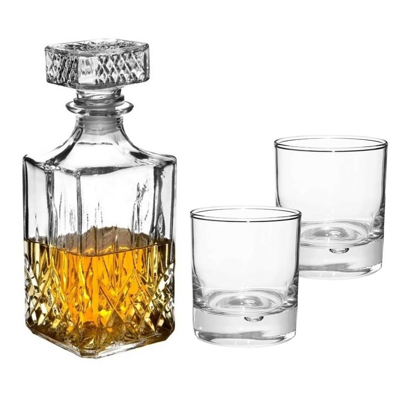 Foto van Set van 6x luxe drinkglazen/whiskyglazen 300 ml met karaf noblesse 1 liter - drinkglazen