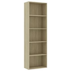 Foto van The living store boekenkast sonoma eiken - 60 x 30 x 189 cm - 5 opbergschappen