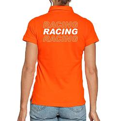 Foto van Racing supporter / race fan polo shirt oranje voor dames m - feestshirts