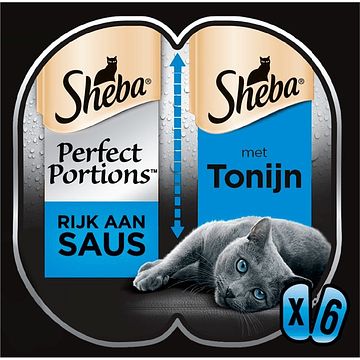 Foto van Sheba perfect portions in saus tonijn kattenvoer 6 x 37, 5g bij jumbo