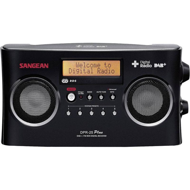 Foto van Sangean dpr-25+ transistorradio dab+, vhf (fm) aux accu laadfunctie zwart