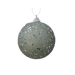 Foto van Kerstbal foam glitter ster pailletten - mos groen