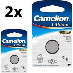 Foto van 2 stuks - camelion cr2025 3v lithium knoopcel batterij