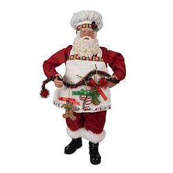 Foto van Haes deco - kerstman deco figuur 16x8x28 cm - rood - kerst figuur, kerstdecoratie